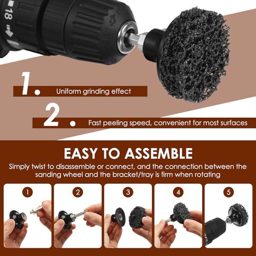 48-teiliges CSD Scheibe 50mm Nylon Reinigungsscheibe 2 Zoll Schnellwechsel-Rostentferner mit 1/4 Schaft Grobschleifscheiben für Rostentferner Metall Holz Stein Beton Oxidation Reinigen Entfernen