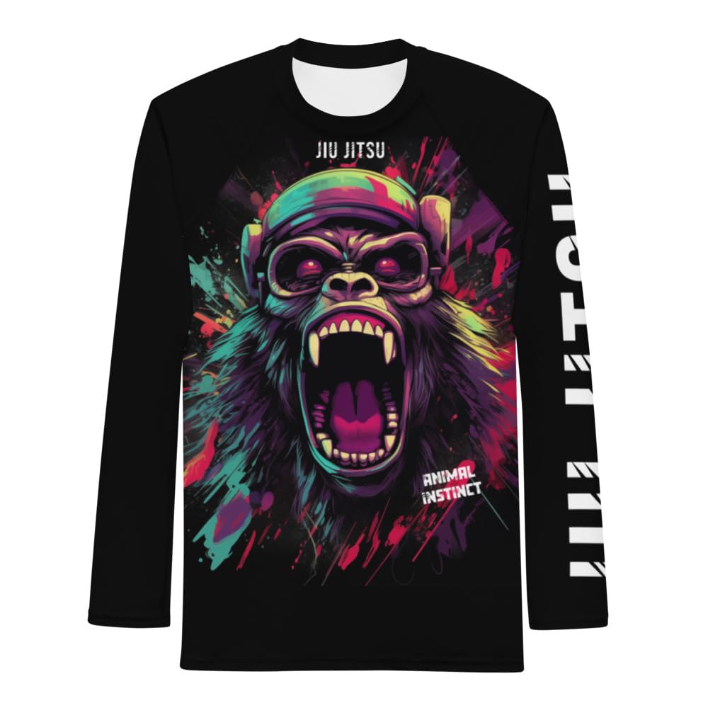 Jiu Jitsu No Gi Rash Guard Big Painted Ape - Animal Instinct, Jiu Jitsu, Martial Arts, BJJ, MMA Training