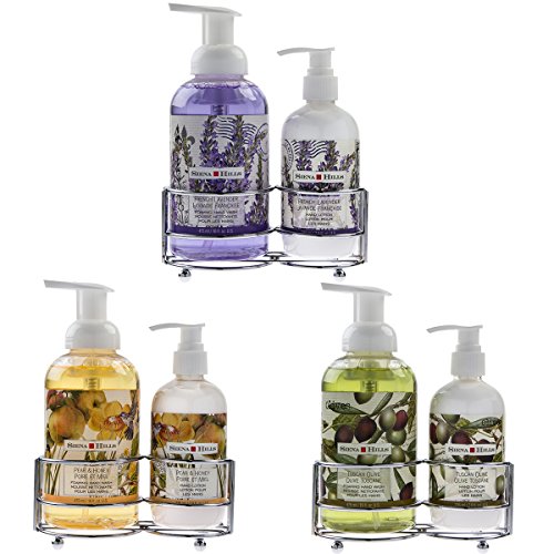 Set of 3 Sienna Hills Foaming Hand Soap and Lotion Caddy Pump Dispensers Bottles Bathroom Bundle