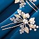 Haarnadeln Hochzeit 6 Stücke Braut Haarnadeln Gold Blume Perlen Haarnadel Goldfolie Brautschmuck Kristall Kommunion Haarschmuck Brautjungfer Hochzeit Kopfschmuck