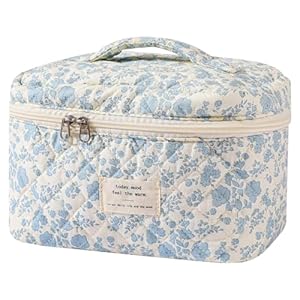 Large Makeup Bag, Cute Cosmetic Bag for Women Girls, Floral Coquette Aesthetic Toiletry Bag, Travel Make Up Organizer Bag