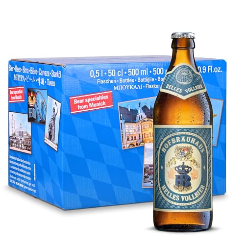 Hofbräuhaus Hell – 12 x 0,5 l Flaschen (5,1% Vol.) | Praktischer 12er-Karton | Original Münchner Helles Bier | Mild, spritzig, frisch & elegant-malzig | Aus dem...