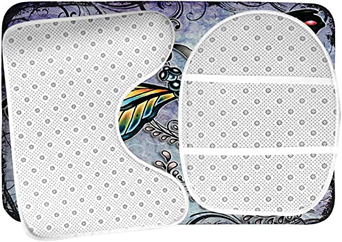 Badezimmerteppich-Set, 3-teilig, Blauer Libellen-Kunstdruck, waschbare Badeteppiche, rutschfest, mit Rückenpolster, Konturteppich und Toilettendeckelbezug – Bild 6