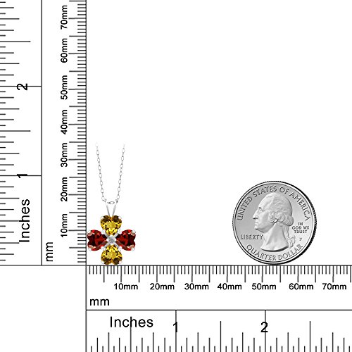 Gem Stone King 925 Sterling Silver Yellow Citrine and Red Garnet 4 Heart Shape Gemstone November Birthstone Pendant Necklace For Women (3.24 Cttw, 6MM Heart, with 18 Inch Silver Chain) - Image 4