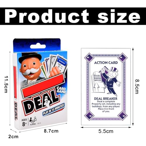 YCVBCY Monoplly Kartenspiel, 2PCS Brettspiele Deal Kartenspiel Gesellschaftspiel Schnelles Spiel Reisespiel-Kartenspiele Familien Spielablauf für Familien und Kinder ab 7 Jahren – Bild 3
