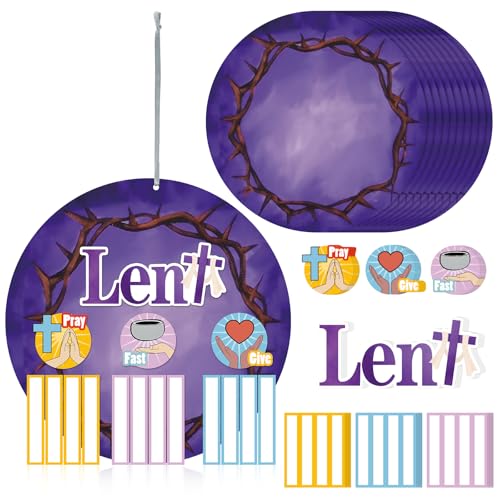 Syhood 24 Sets Pray, Fast, Give Lent Craft Kit Makes 24 VBS Sunday School Craft Lent Religious DIY Christian Bible Kit for Home Easter Holiday Activities