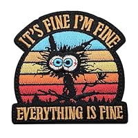 It’s Fine I’m Fine Everything is Fine Patches Klett Lustiger Katze Klett Patch Militär Stickerei Taktisch Aufnäher, Stickerei Aufnäher für Kleidung Rucksack Jacken Hundegeschirr Militär 1 Stück