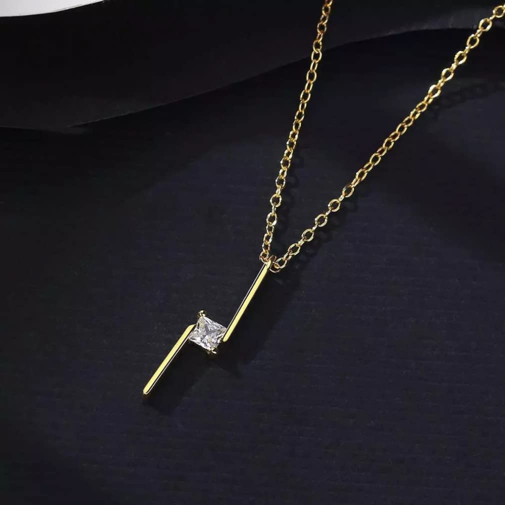 Collana con Ciondolo a Catena in Argento Sterling Collana con Lettera Quadrata in zirconi cubici per Donna Regali di Natale