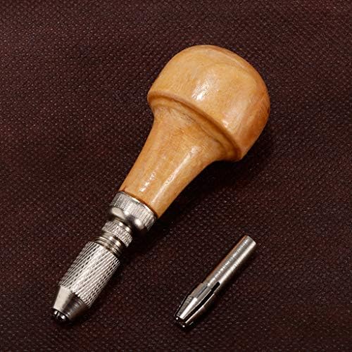 Jojomis Bead Drill Bits Pin Vise with Wood Ball Handle, Precision Jewelry Hole Drilling Tool, Small Handheld Vice with Steel Collets for DIY Crafts
