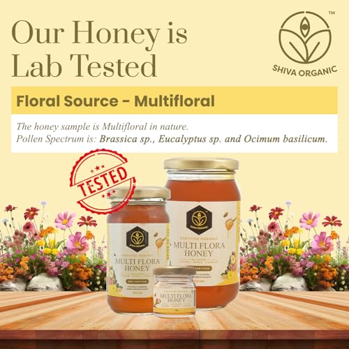 Image of Shiva Organic Raw Multi Flora Honey 1kg | 100% Pure NMR Tested | Raw and Unprocessed