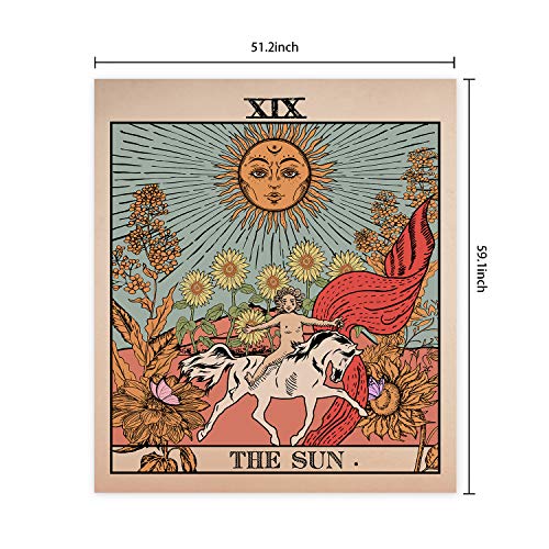 Likiyol Tarot Tapestry Sun Tapestry Wall Hanging Mysterious Medieval Europe Divination Tapestries For Room (51.2 X 59.1 Inches) #TOP6
