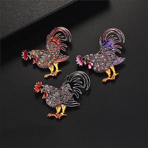 Image of Chicken Rooster Brooch Pin for Men Women Crystal Rhinestone Gold Plated Enamel Cute Hen Animal Ladies Fashion Personality Novelty Funny Lapel Pin Brooch