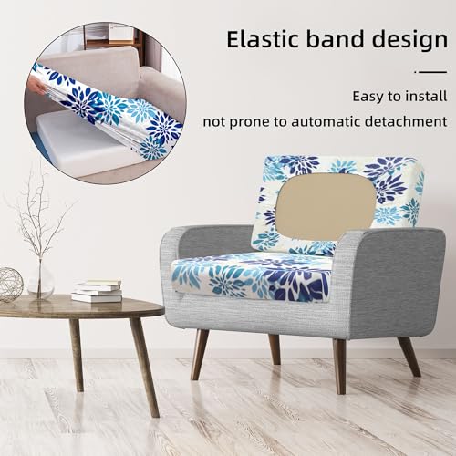 Image of 8Pcs Stretch Patio Cushion Covers,Outdoor Couch Covers Replacement,Outdoor Couch & Sofa Slipcovers,for Patio Furniture Cushion Covers,Washable Reusable Furniture Protector(Blue Flower,Cover Only)