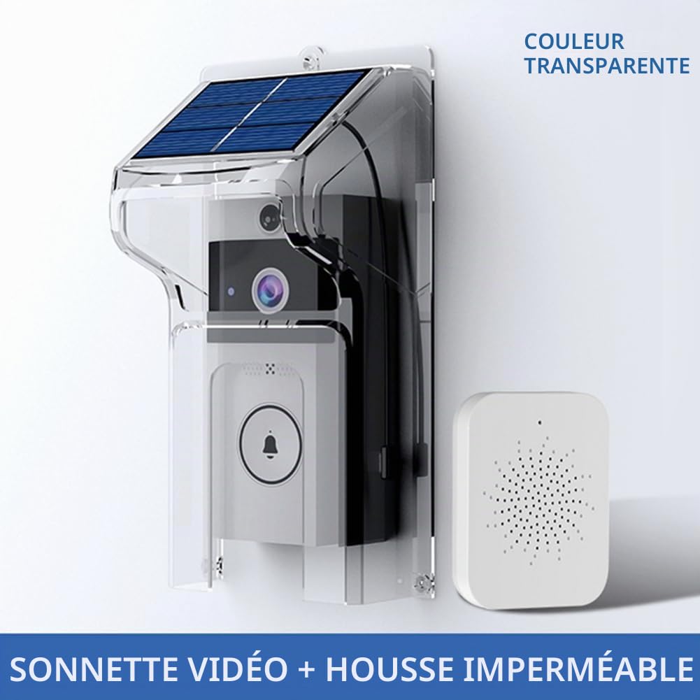 Sonnette WIFIvisual Sans Fil avec Chargement Solaire, Vision Nocturne, Étanche, pour Maison Intelligente, HD, Interphone Bidirectionnel, Voix