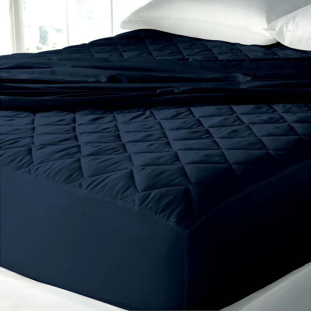 BLUSH & BLOOM Waterproof Cotton Quilted Mattress Protector King Size Noiseless Ultra Soft Fitted Bed Protector 78x72 inch Mattress (King 78x72 inch | 6.5x6 ft) (Navy)