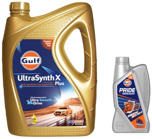 Image of GULF Ultrasynth X Sae 5W-30 - Fully Synthetic Passenger Car Engine Oil [3.5 L]- Pride 4T Ultra Plus 20W-40 - [1 L]