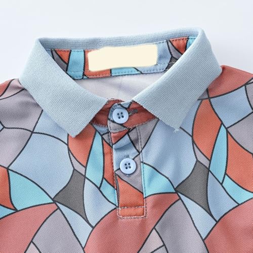 Kids Boys Polo Shirt Breathable Short Sleeve Classic Polos Toddler Tropical Floral Graphic Shirt (Grey-4, 4-5 Years)4