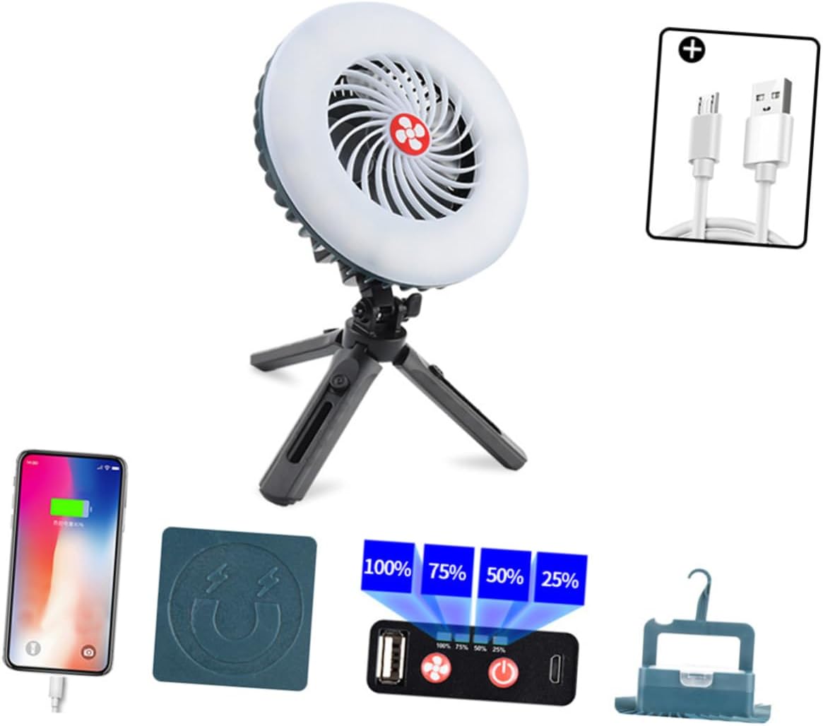 Usb Charging Multi-function Camping Light with Ceiling Fan and Hanging Bracket Bright Leds for Outdoor Use for Camping Hiking and Fishing