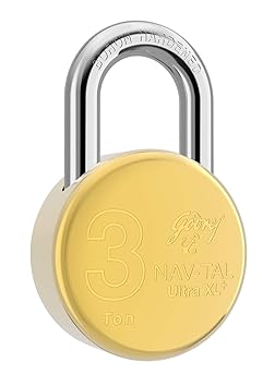 Godrej Locks I Navtal Ultra XL+I 4 Dimple Keys I Padlock for Main Door I Gate Lock I Tool Box,Shutters,Shops & Offices I Corrosion Resistant Shackle I Brass Material & Brass Finish | 1 Year Warranty - image, photos