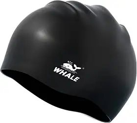 Touca de natação extra grande, chapéu de natação de silicone para mulheres e homens, toucas de natação para cabelos cacheados longos e grossos (preto)