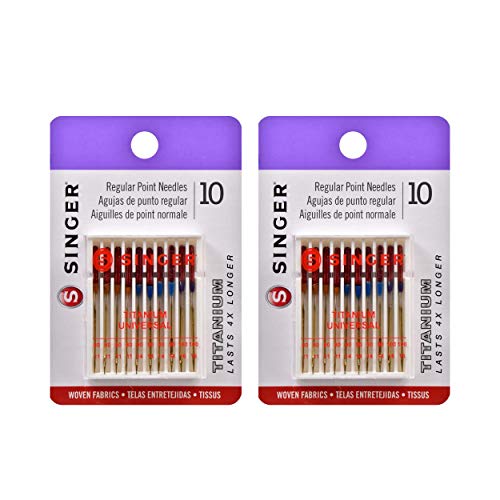 Singer Titanium Universal Regular Point Machine Needles for Woven Fabric,