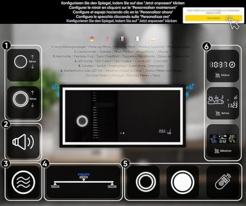 Badspiegel mit Beleuchtung - Led Spiegel Bad - 110x80 - Badezimmerspiegel Nach Maß - auf Individuelle Bestellung Gefertigt - Modernes… – Ansicht 4