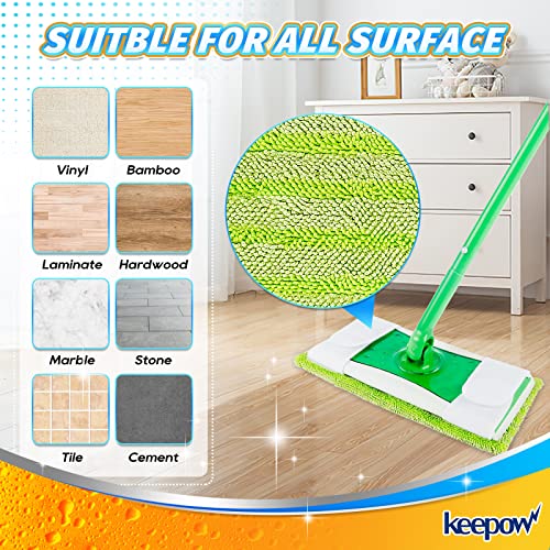 Keepow Reusable Microfiber Mop Pads Compatible With Swiffer Sweeper Mop, Dry Sweeping Cloths, Washable Wet Mopping Cloth Refills For Surface/Hardwood Floor Cleaning, 6 Pack (Mop Is Not Included) #TOP5