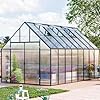 CDCASA 165x102x10 FT Greenhouse for OutdoorsEasy Assembly Large Polycarbonate Greenhouse Aluminum Greenhouses w3 Vents Window Swing Door Walk in Green House for Patio Backyard Garden Black