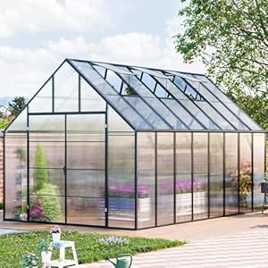 CDCASA 16.5x10.2x10 FT Greenhouse for Outdoors,Easy Assembly Large Polycarbonate Greenhouse Aluminum Greenhouses w/3 Vents Window, Swing Door, Walk-in Green House for Patio, Backyard, Garden, Black CDCASA 165x102x10 FT Greenhouse for OutdoorsEasy Assembly Large Polycarbonate Greenhouse Aluminum Greenhouses w3 Vents Window Swing Door Walk in Green House for Patio Backyard Garden Black