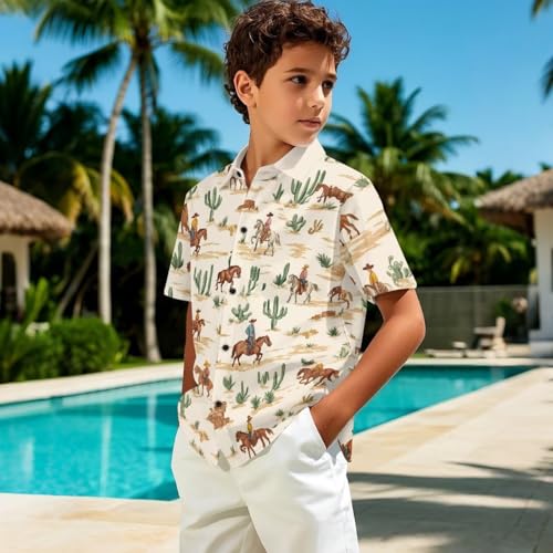 Hawaiian Shirts for Boys Button Down Shirt Casual Short Sleeve Graphic Vacation Outfits Novelty School Tops4