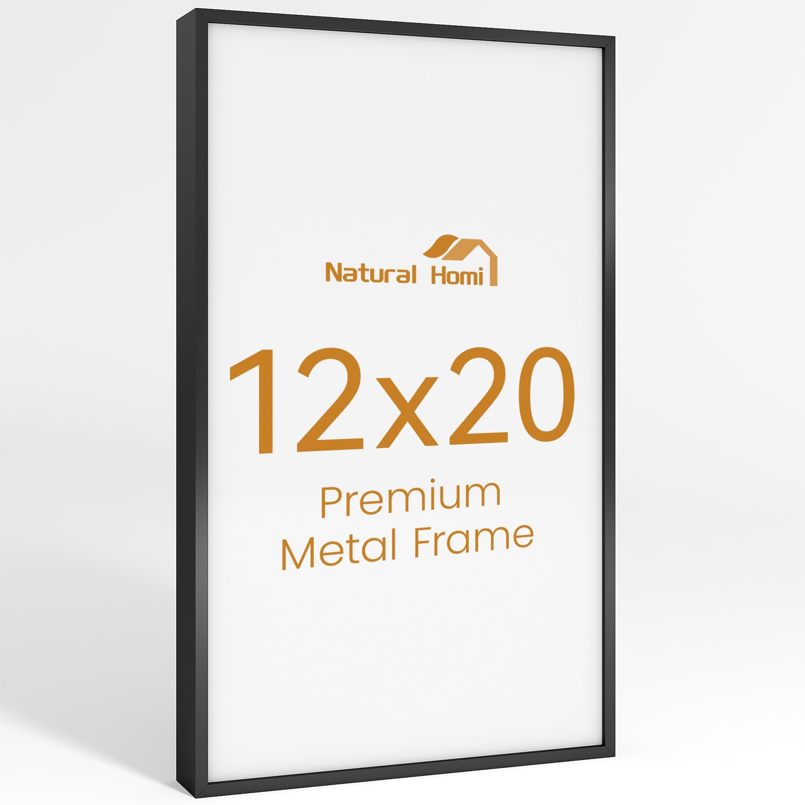 Marco de fotos de aluminio de 12 x 20 pulgadas, marco de fotos de vidrio templado negro de 12 x 20 pulgadas para fotos familiares,