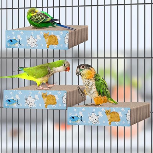 Image of Bird Perch Stand, Parrot Toys Parrot Chew Toys, Parrot Cardboard Bird Chew Toys Shredder Foraging Toys for Parakeet Parrot, Cockatiel, Conure, Lovebirds, S