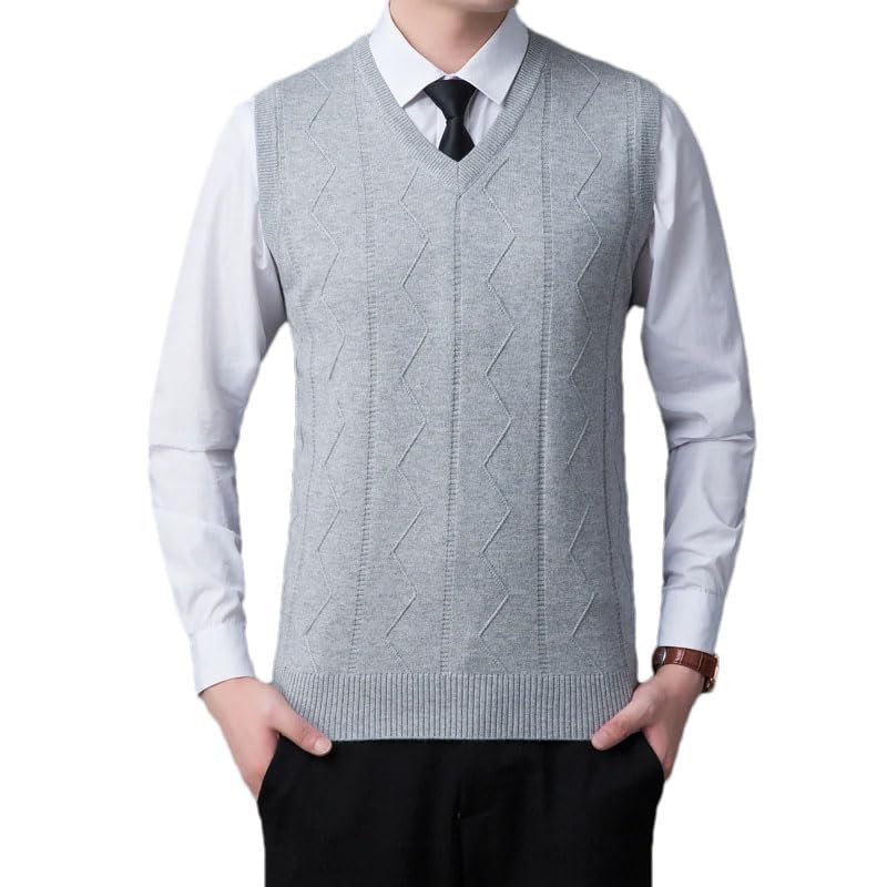 Men Wool Soft Knit Tank Vest Sleeveless Sweater Tops V Neck Solid Casual Vest