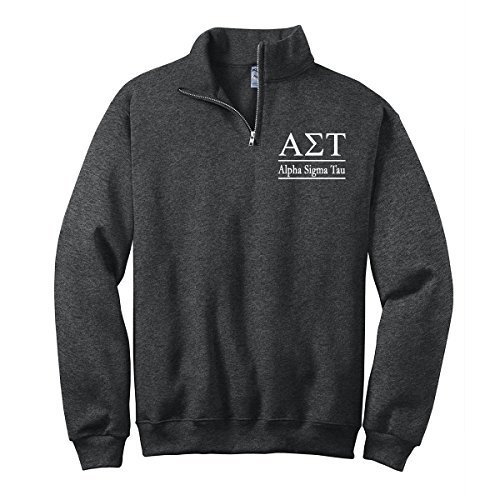 Alpha Sigma Tau Quarter Zip Pullover Sweatshirt - Taus Sorority Cadet Collar Sweater - AST Gifts