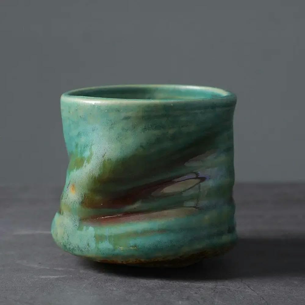 LINLN Vintage Handmade Crinkle Flower Coffee Cup for Espresso with Ceramic Material and Unique Design
