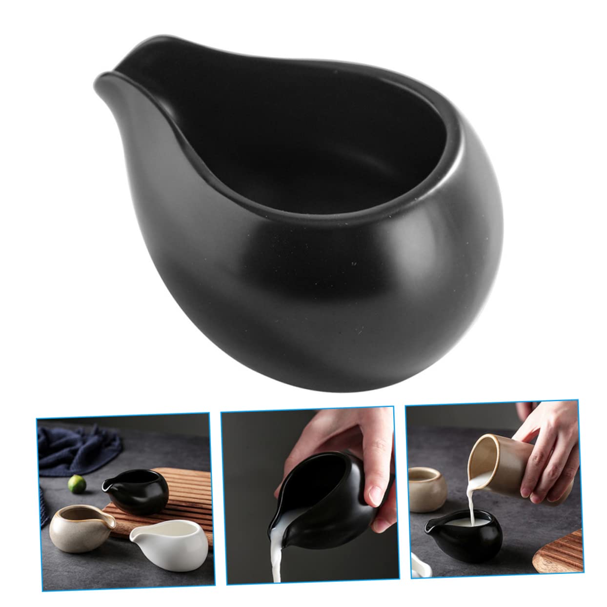 Cabilock 3piezas Jarras Pequeñas De Cerámica Para Salsa y Crema Diseño Sencillo Aptas Para Cocina y Servicio Restaurantes