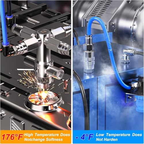 Image of TAILONZ PNEUMATIC Blue 12MM Inch OD 10 Meter 32.8ft PU Polyurethane Air Tubing Kit Pipe Hose Air Line Tubing Air Hose Fittings Push to Connect Fittings(31PCS)
