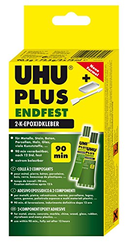 Colle 2K transparente UHU Plus Endfest forte colle époxy bi-composant métaux verre 163 g