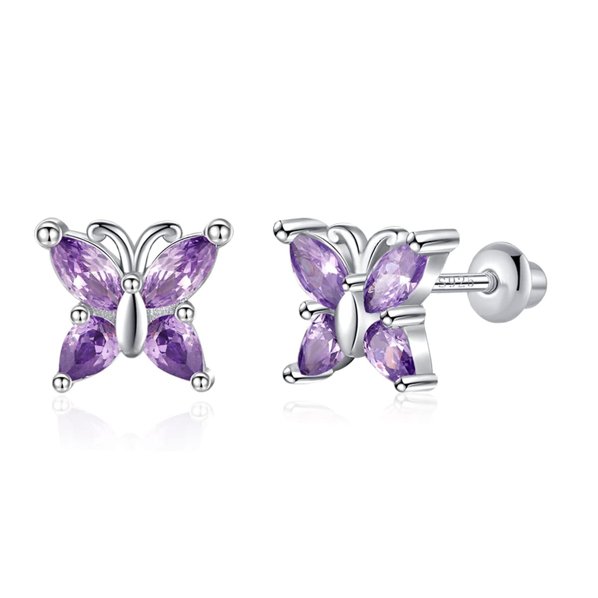 Butterfly Ladybug Unicorn Sloth Flamingo Dog Cat Turtle Angel Koala Daisy Panda Stud Earrings for Girls Women - Sterling Silver Hypoallergenic Animal Earrings with Secure Screw Backs
