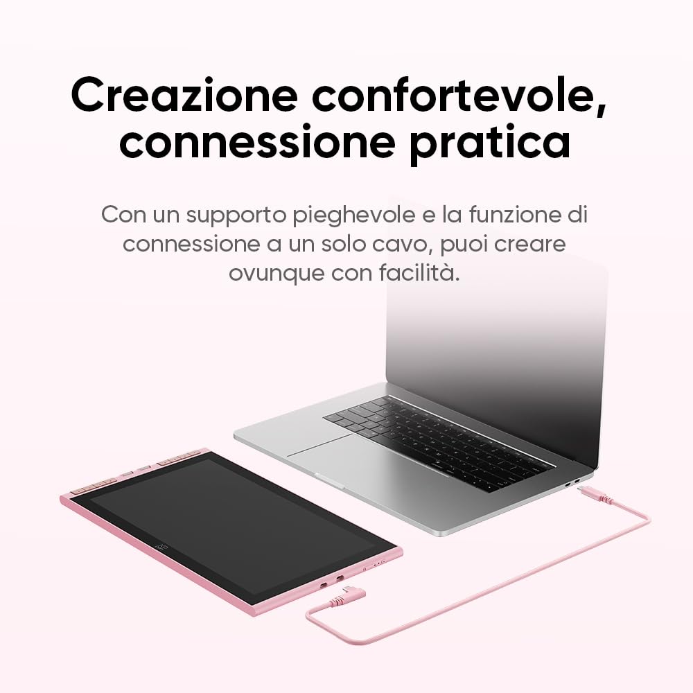 XPPen Artist 12 3rd tavoletta grafica con schermo, 8 tasti rapidi, 99% sRGB, colore a 8 bit, penna X4 con 16.384 livelli di pressione, compatibile con Windows, Mac, Linux e Android, Rosa