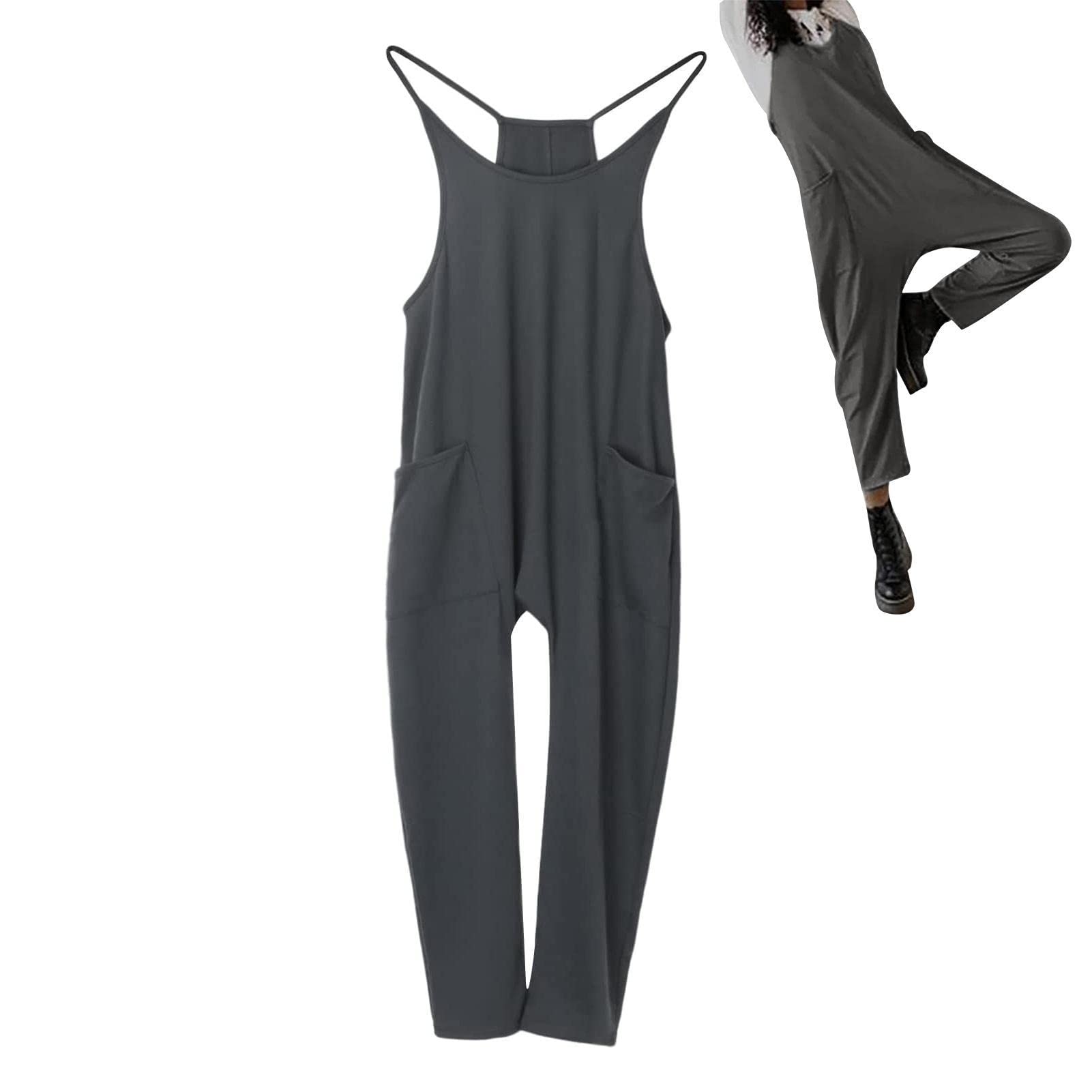 Vecksoy Hot Shot Onesie | Wide Leg Jumpsuit Womens Overalls | Sleeveless Sling Jumpsies Spaghetti Strap Wide Leg Rompers