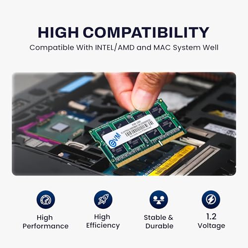 Image of EVM 8GB DDR3 Laptop RAM 1333MHz | SO-DIMM - 1.5V Low Voltage | 204-PIN Pin, Intel & AMD Compatible | High-Speed Laptop Memory Upgrade | 10 Year Warranty (EVMT8G1333S86P)