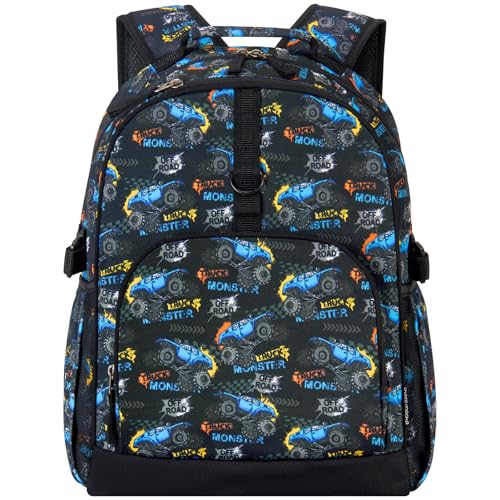 Choco Mocha Mochila infantil para escola primária de 43 cm, Caminhão Monstar - preto 1, 17 inch