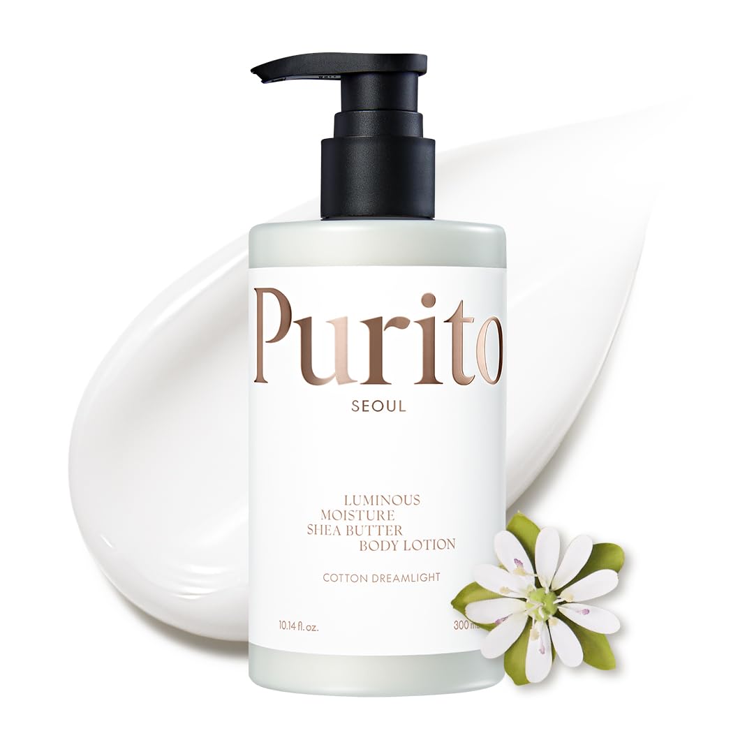 PURITO Luminous Moisture Shea Butter Body Lotion, Shea Butter, Gentle on Skin, Moisturizing, Dry Skin, Pump Bottle, K-Beauty, 300ml / 10.14 fl. oz. (
