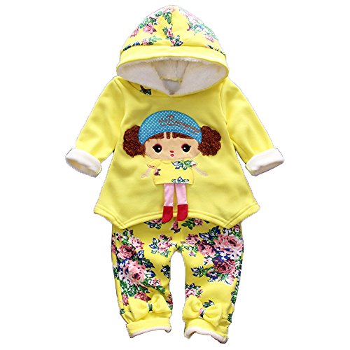 Spring Autumn Winter Little Baby Girls Clothing Set Warm Velvet Hoodie and Pants2