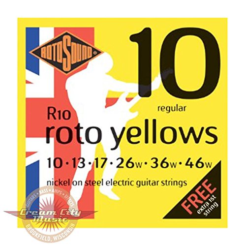 Rotosound R-10 Roto Yellows Regular 010-046 nikkel geplateerd staal. Snaren voor elektrische gitaar.