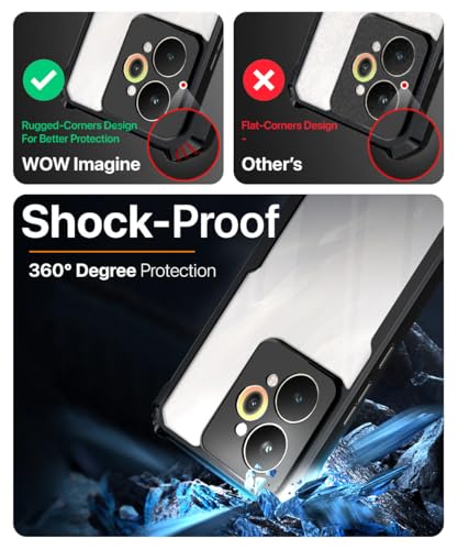 Image of WOW IMAGINE Shock Proof Clear Protective Back Case for Realme 15 5G - AirEDGE Technology | 360 Degree Camera Protection | Transparent Hybrid Back Case Mobile Cover - Black