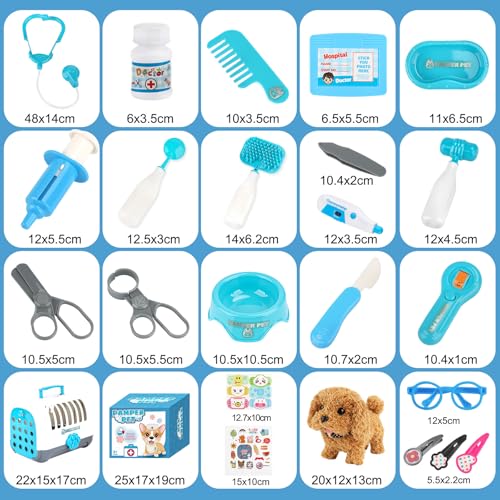 TAVADA Arztkoffer Kinder,Tierarztkoffer Doktorkoffer mit Stethoskop, Thermometer, Tierarzt Praxis Rollenspiele Spielzeug Geschenk 3 Jahren