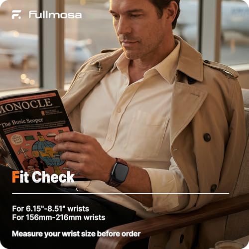 Image of Fullmosa Top Grain Vintage Leather Strap Compatible for Apple Watch | Ultra3 /2 /1 49mm 46mm 45mm 44mm 42mm (NO WATCH) Premium Leather Band for iWatch SE3 /2 /1 series 11 10 9 8 7 6 5 4 3 2 1 Men