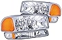 Nilight 1999 2000 2001 2002 2003 2004 2005 2006 Sierra Yukon Headlight Assembly,Chrome Housing Amber Corner Clear Lens,Headlights Assembly Replacement,4 Pack